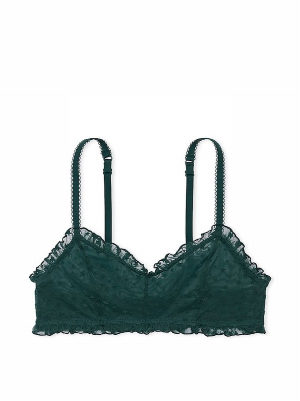 Deep Green Victoria Secret Forestlette Star Chaser Lace Unlined Bras | QYNCF4568