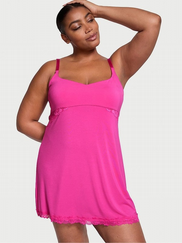 Fuchsia / Pink Victoria Secret Frenzy Modal Sweetheart Slip Lingerie | SATCX9603