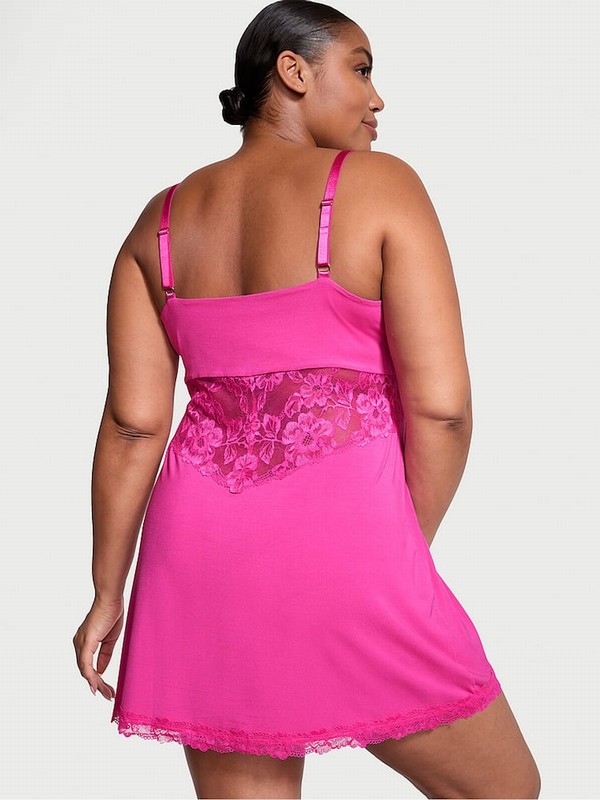 Fuchsia / Pink Victoria Secret Frenzy Modal Sweetheart Slip Lingerie | SATCX9603