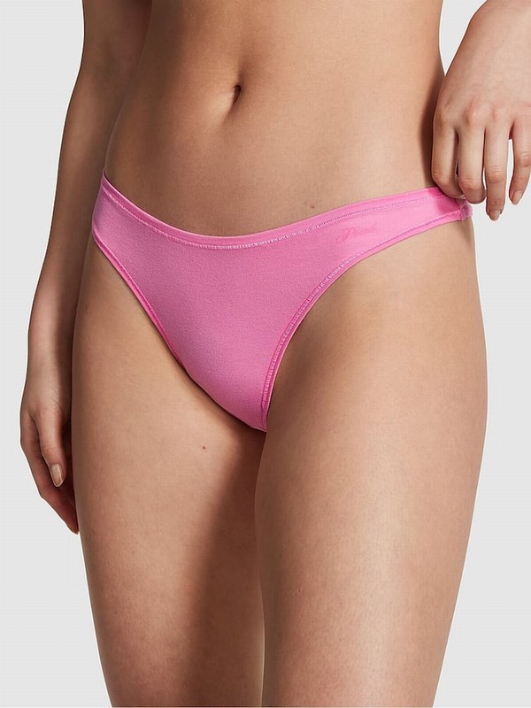 Fuchsia / Pink Victoria Secret Thong Cotton Cheeky Underwear | XODRJ7965