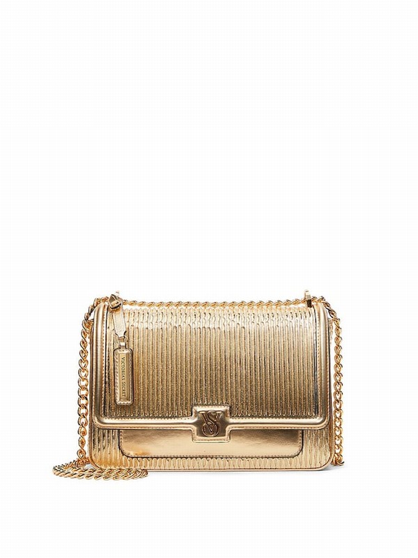 Gold Victoria Secret Bucket Crossbody Bags | RQVTC5920