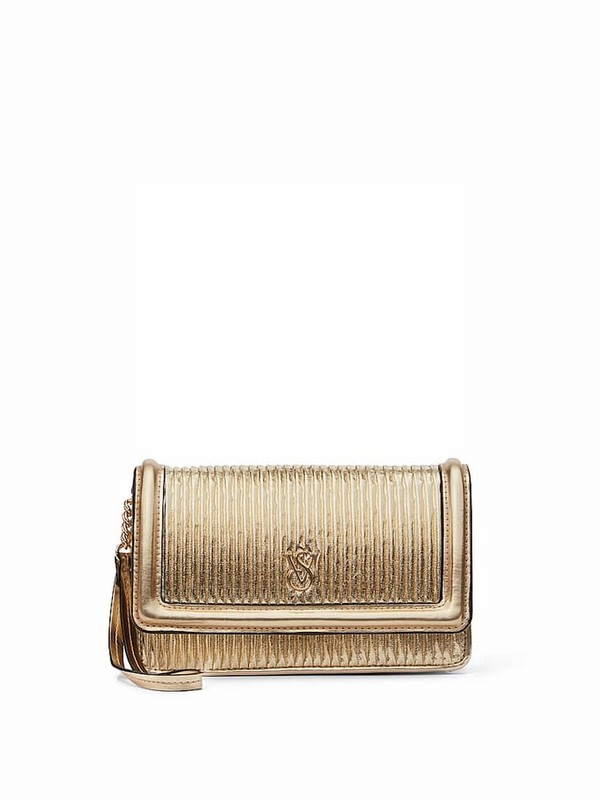 Gold Victoria Secret Clutch Crossbody Bags | LWVBR1684