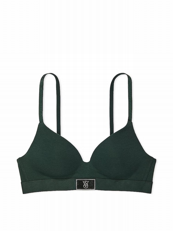Green Victoria Secret Botanical Non WiLightly Lined Shine Patch Bras | UJBHL5462