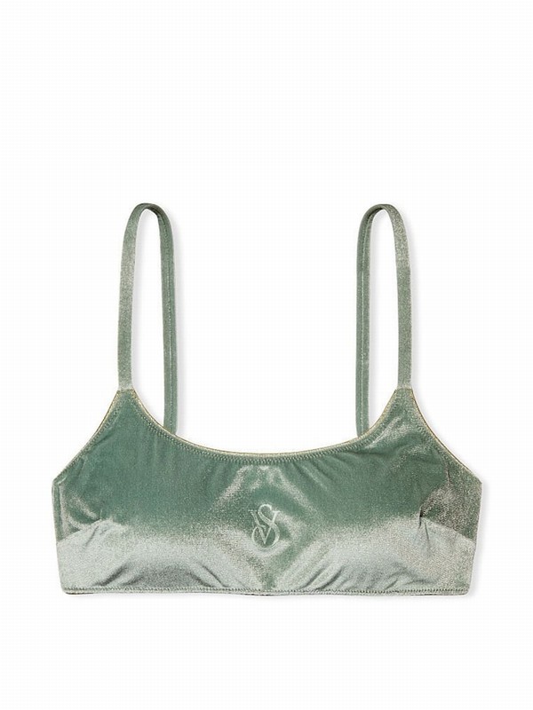 Green Victoria Secret Cadette Velvet Scoop Top Bikini Top | MUORA6128