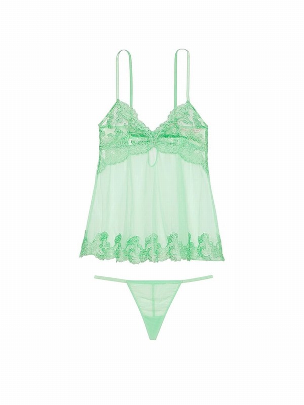 Green Victoria Secret Clueless Boho Floral Babydoll Lingerie | IJVDY5286