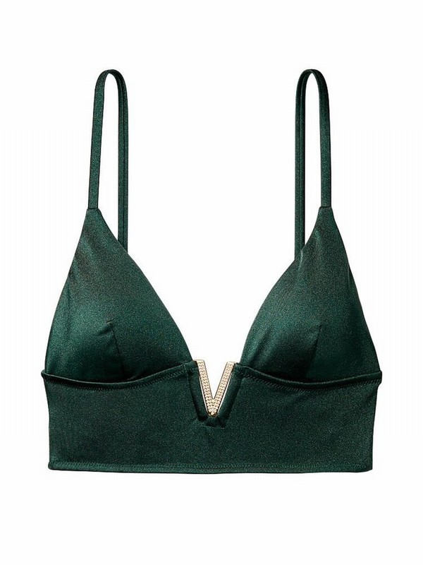 Green Victoria Secret Envious Plunge Triangle Bikini Top | JEYDI0527