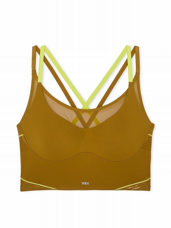 Green Victoria Secret Fern Longline VSX Elevate™ Contour Low Impact Sports Bra | WQMCN8427
