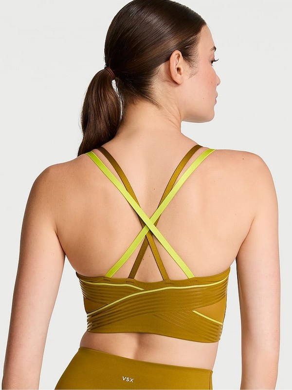 Green Victoria Secret Fern Longline VSX Elevate™ Contour Low Impact Bras | LQMEP0765