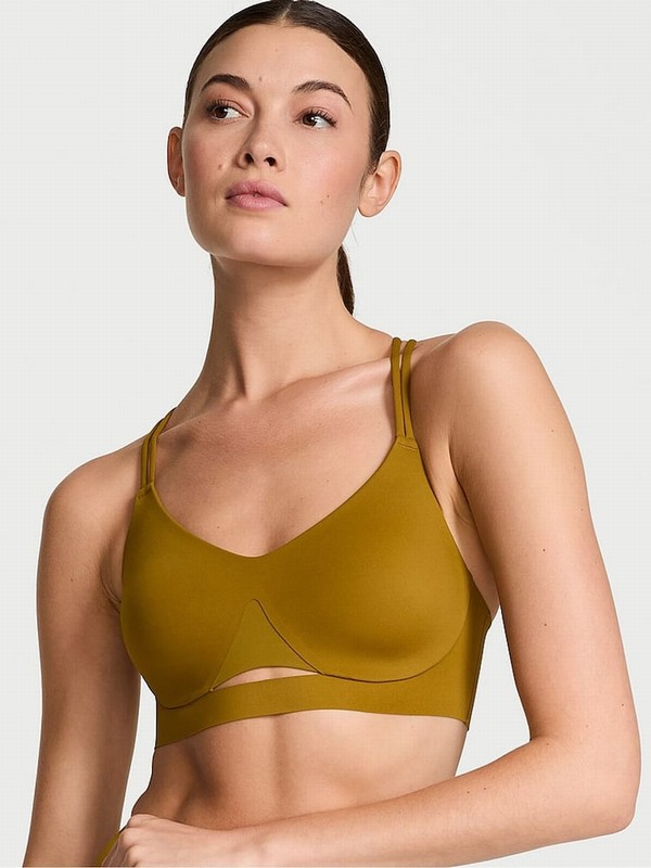 Green Victoria Secret Fern VSX Elevate™ Strappy Comfort Low Impact Sports Bra | AQCUO9153