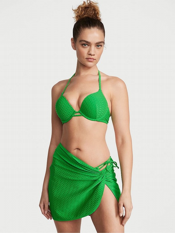 Green Victoria Secret Fishnet Add 2 Cups Push Up Bikini Top | RNMVS9746