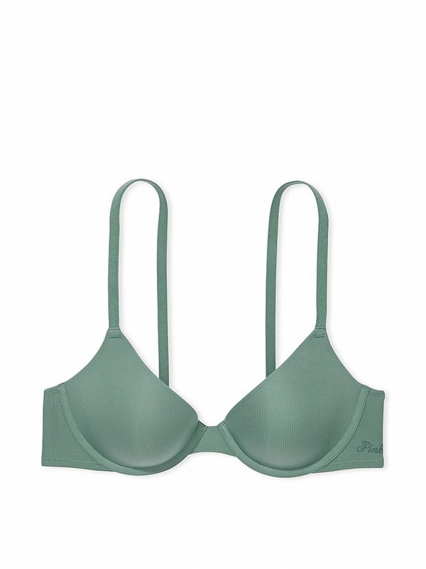 Green Victoria Secret Fresh Forest Rib Lightly Lined Demi Bras | GKHRA6931