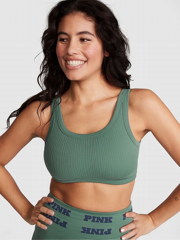 Green Victoria Secret Fresh Forest Seamless Low Impact Sports Bra | PUEKD4306