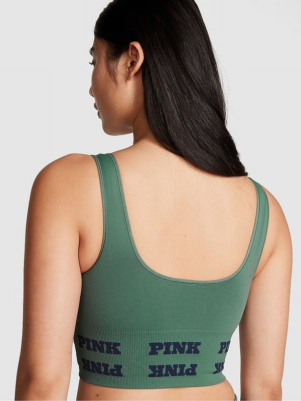 Green Victoria Secret Fresh Forest Seamless Logo Low Impact Sports Bra | BMOGH8954