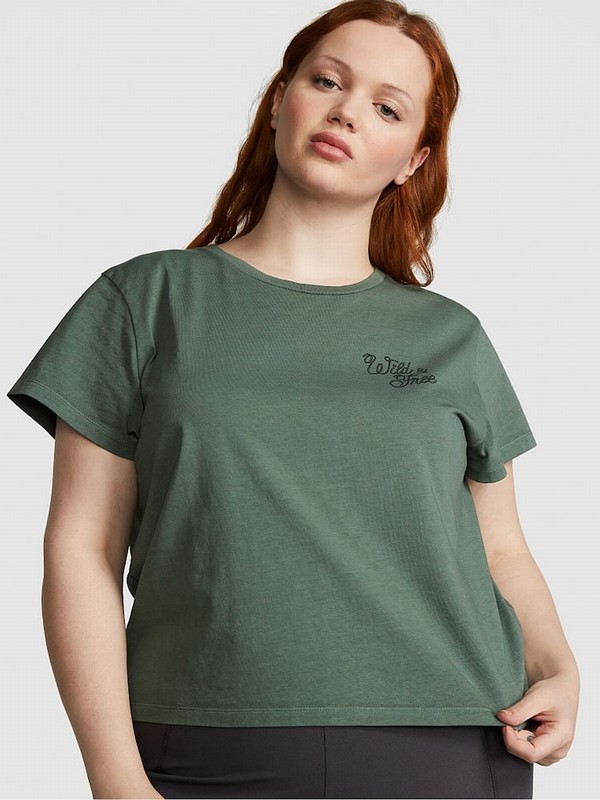 Green Victoria Secret Fresh Forest Sleeve Dreamer T Shirts | YRICQ6234