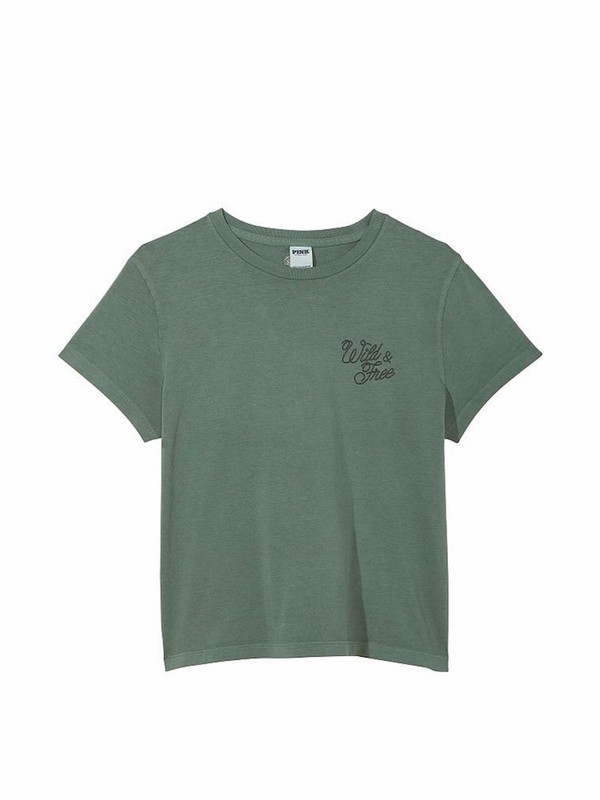 Green Victoria Secret Fresh Forest Sleeve Dreamer T Shirts | YRICQ6234