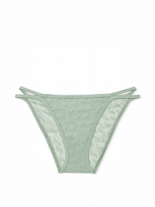Green Victoria Secret Iceberg Cheeky Flocked Mesh Strappy Underwear | MOSEP6359
