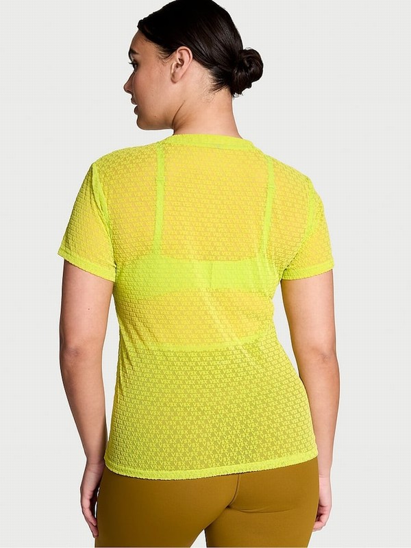 Green Victoria Secret LimeVSX Logo Mesh T Shirts | IEATK1405