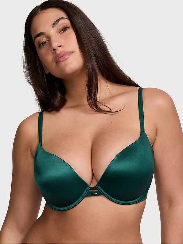 Green Victoria Secret Mystique Smooth Plunge Push Up Bras | RYXJO1937