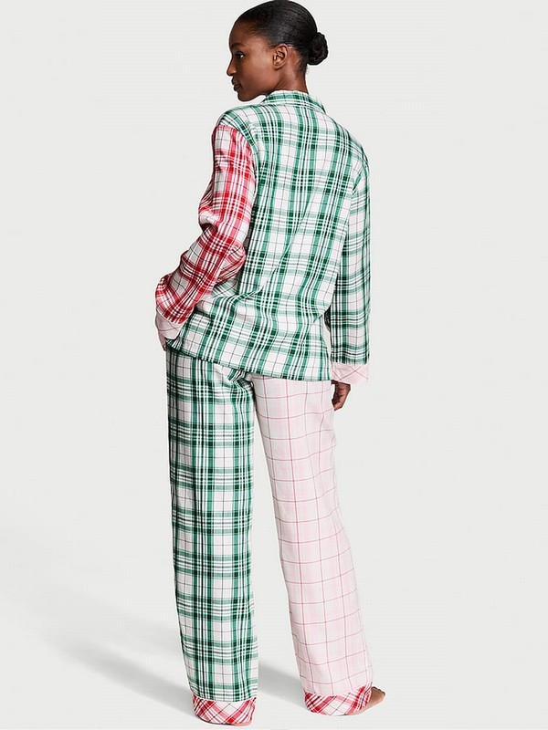 Green Victoria Secret Plaid Flannel Long Nightwear | IWZNG2654