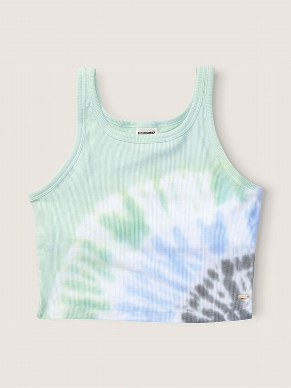 Green Victoria Secret Soft Jade Tye Dye Crop Tops | OCDZW5631