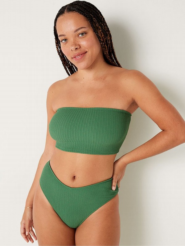Green Victoria Secret Strapless Crinkle Bikini Top | JEOZL0398
