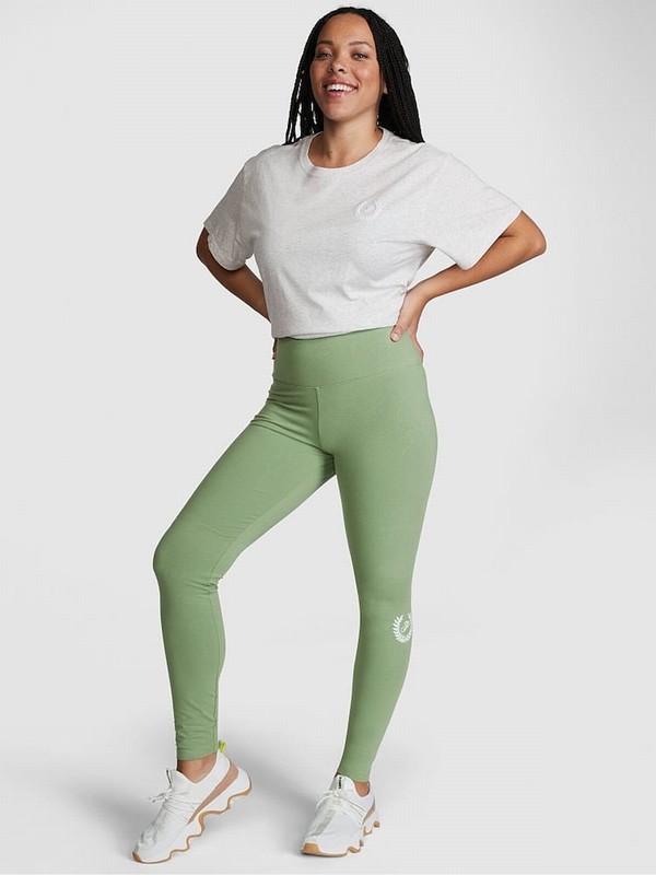 Green Victoria Secret Wild Grass Cotton Leggings | WFOBC7259