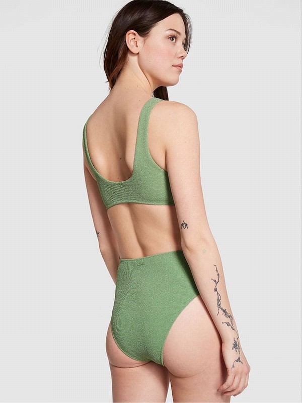 Green Victoria Secret Wild Grass High Waisted Bikini Bottom | NGEDF5108