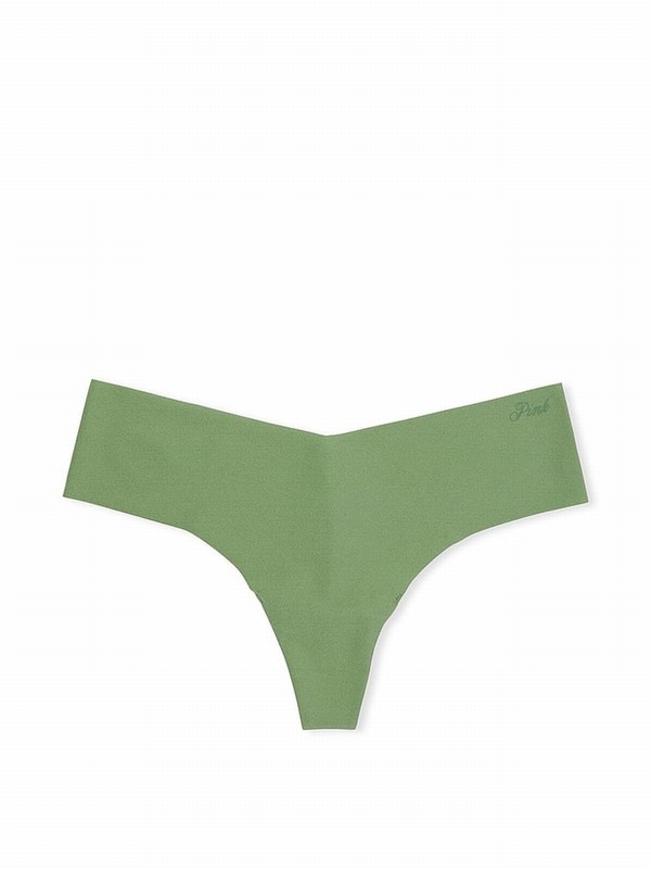 Green Victoria Secret Wild Grass No Show Thong Underwear | HRCUO3742