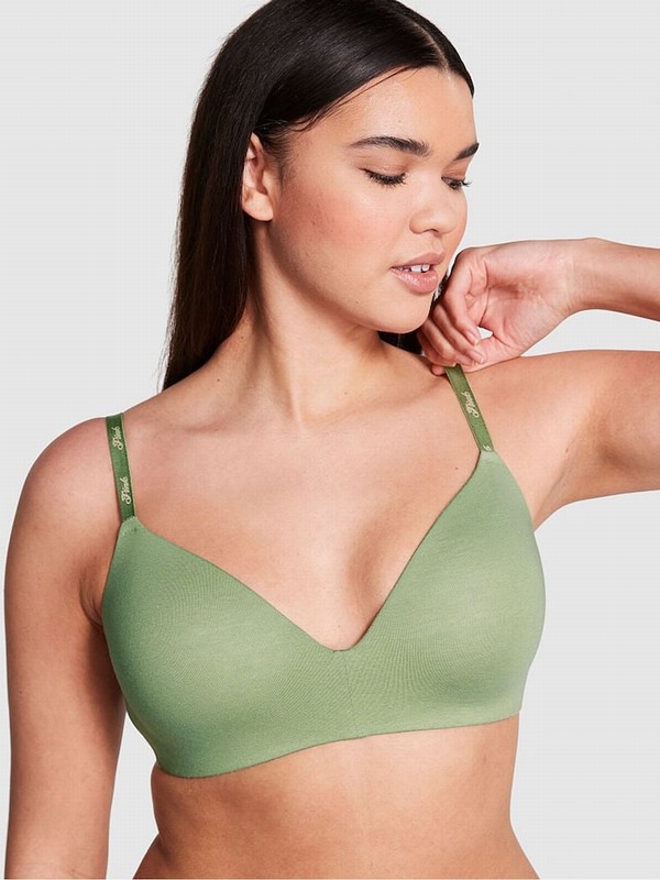 Green Victoria Secret Wild Grass Non WiLightly Lined Bras | MAYNX0248