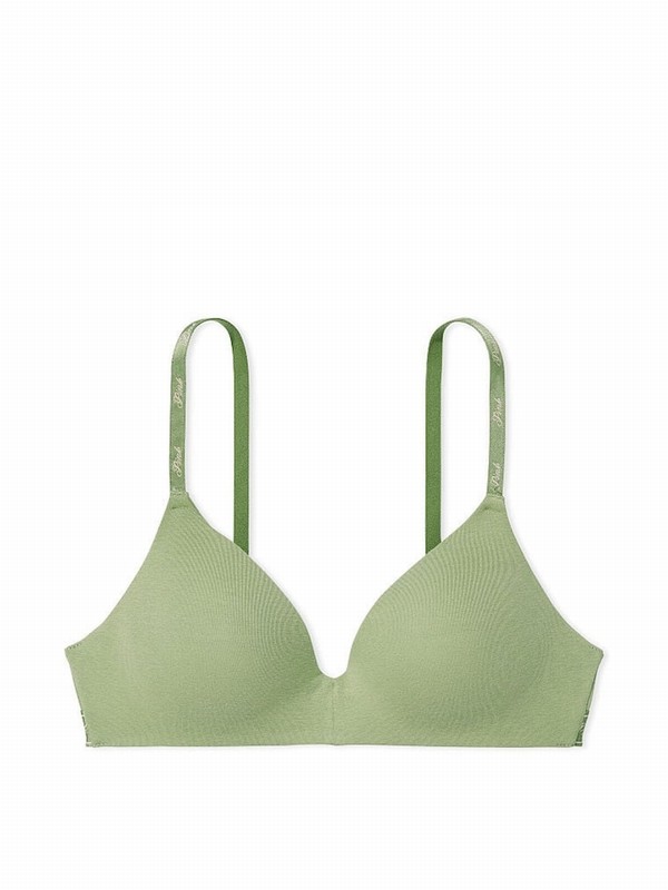 Green Victoria Secret Wild Grass Non WiLightly Lined Bras | MAYNX0248