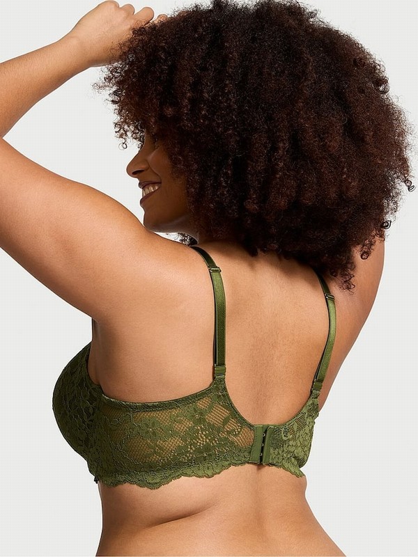Green Victoria Secret Woodland Lace Lightly Lined Demi Bras | BFWXH0325