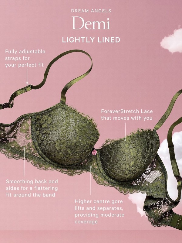 Green Victoria Secret Woodland Lace Lightly Lined Demi Bras | BFWXH0325