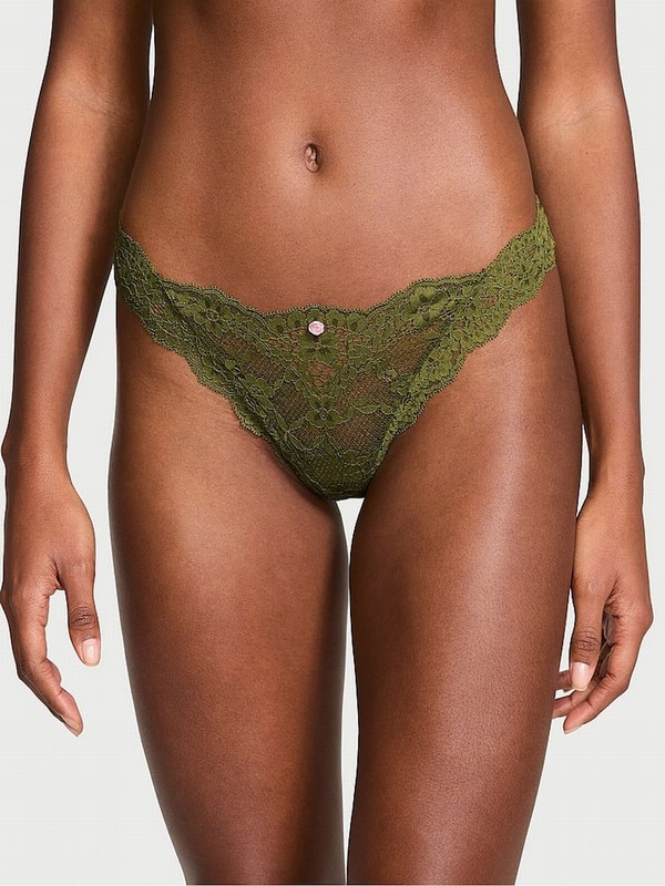 Green Victoria Secret Woodland Lace Thong Underwear | CKTHL0532