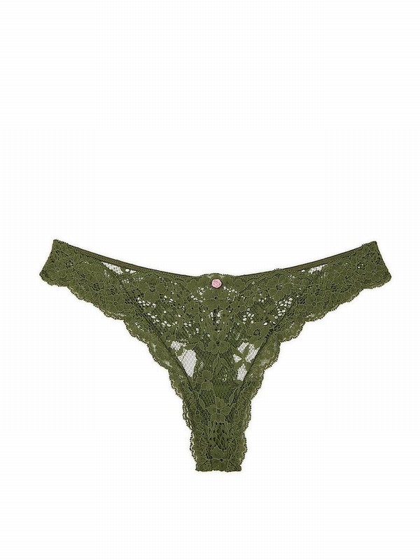 Green Victoria Secret Woodland Lace Thong Underwear | CKTHL0532