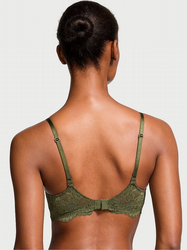 Green Victoria Secret Woodland Lace Unlined Balcony Bras | CGIKB4536