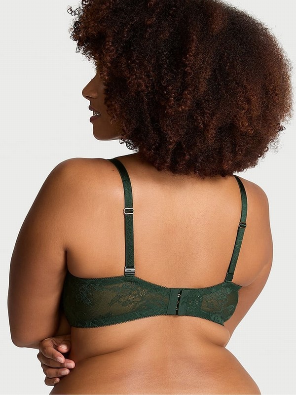 Green / Rose Victoria Secret Botanical Bombshell Add 2 Cups Push Up Lace Bras | YMURF3841