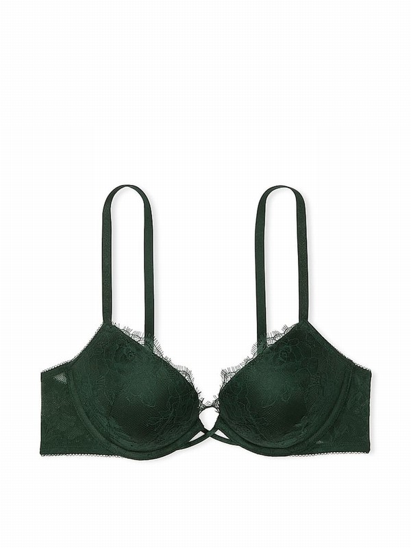 Green / Rose Victoria Secret Botanical Bombshell Add 2 Cups Push Up Lace Bras | YMURF3841