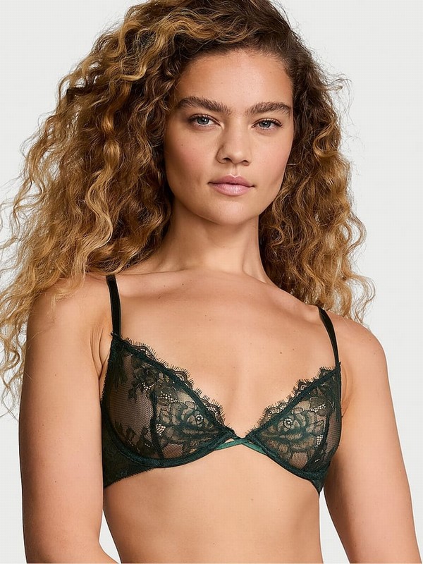 Green / Rose Victoria Secret Botanical Unlined Demi Lace Bras | VBSXI8057