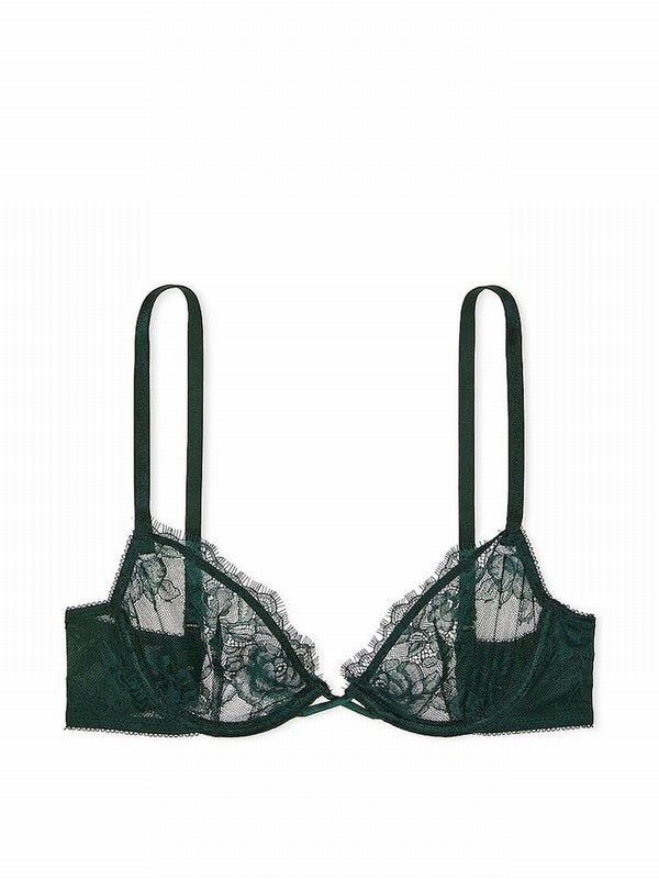 Green / Rose Victoria Secret Botanical Unlined Demi Lace Bras | VBSXI8057