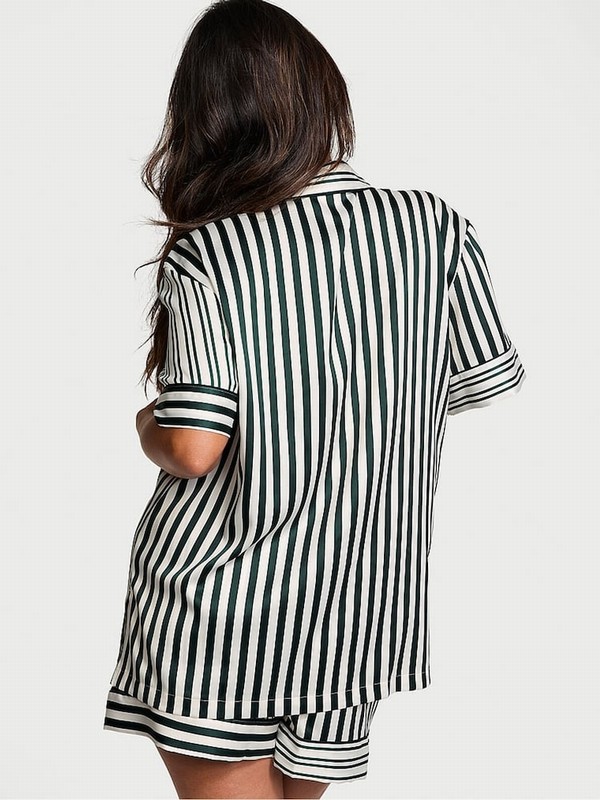Green / Stripes Victoria Secret Botanical Iconic Satin Nightwear | JRQDE6590