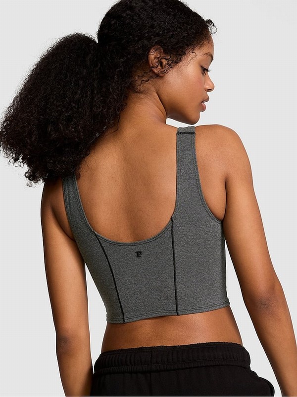Grey Victoria Secret Charcoal Heather Cotton Scoop Top Bras | KODXE9042