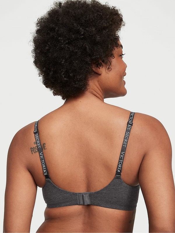Grey Victoria Secret Charcoal Heather Full Cup Push Up Bras | LSAIQ1796