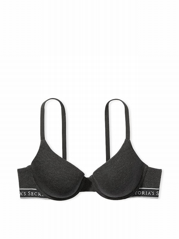 Grey Victoria Secret Charcoal Heather Lightly Lined Demi Bras | LGMKA2831
