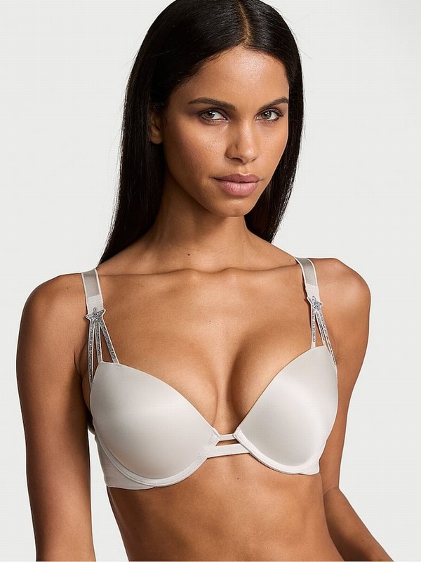 Grey Victoria Secret Delfin Star Shine Push Up Bras | ULSJT1578