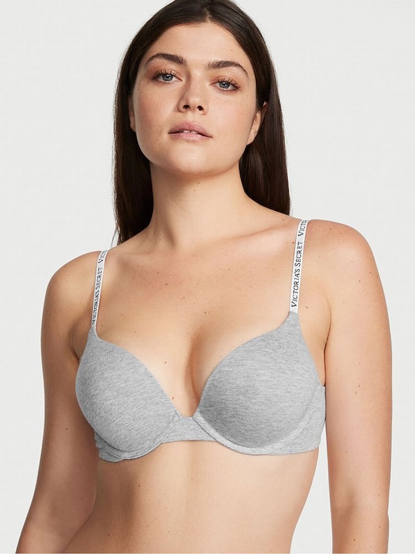Grey Victoria Secret Heather Add 2 Cups Push Up Bras | SULBY6093