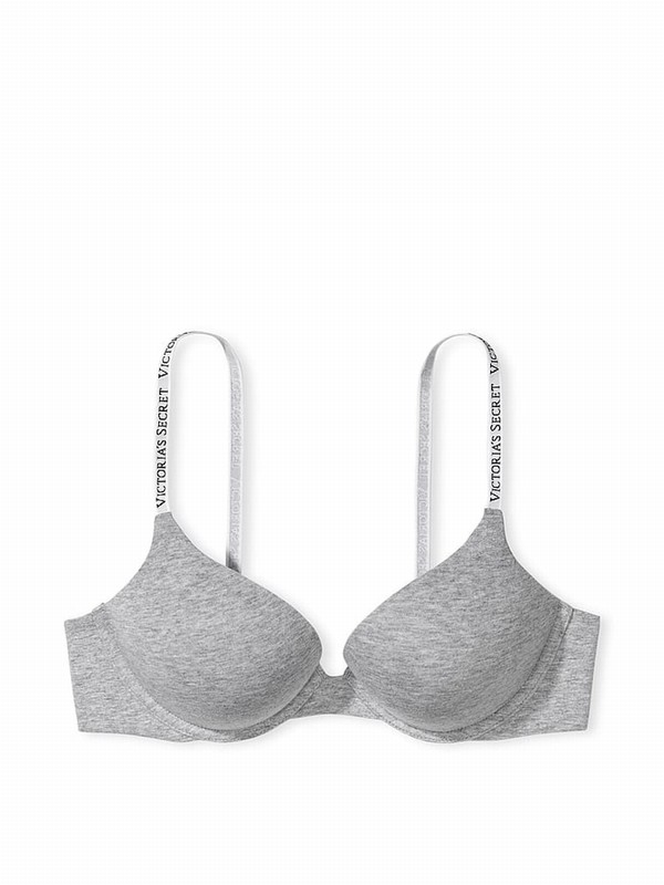 Grey Victoria Secret Heather Add 2 Cups Push Up Bras | SULBY6093