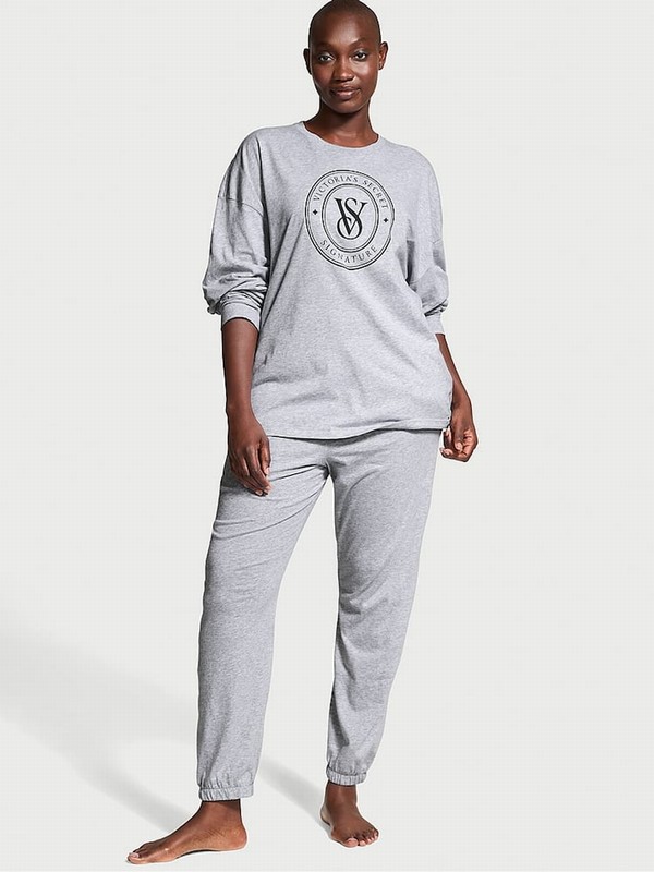 Grey Victoria Secret Heather Cotton Long Nightwear | YCNBD7439