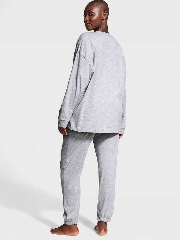 Grey Victoria Secret Heather Cotton Long Nightwear | YCNBD7439