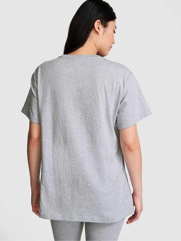 Grey Victoria Secret Heather Shine Oversized Cotton T Shirts | EWYLA2164