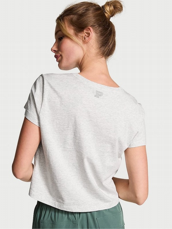 Grey Victoria Secret Heather Stone Crop Dreamer T Shirts | VTEJF6892